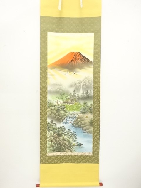 蒼生筆　儲かる一峰　肉筆絹本掛軸